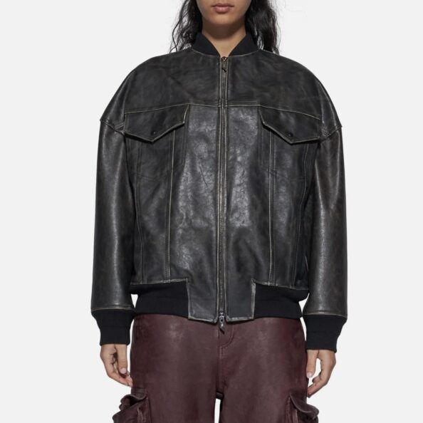 BOMBER IN SKIN - BLACK