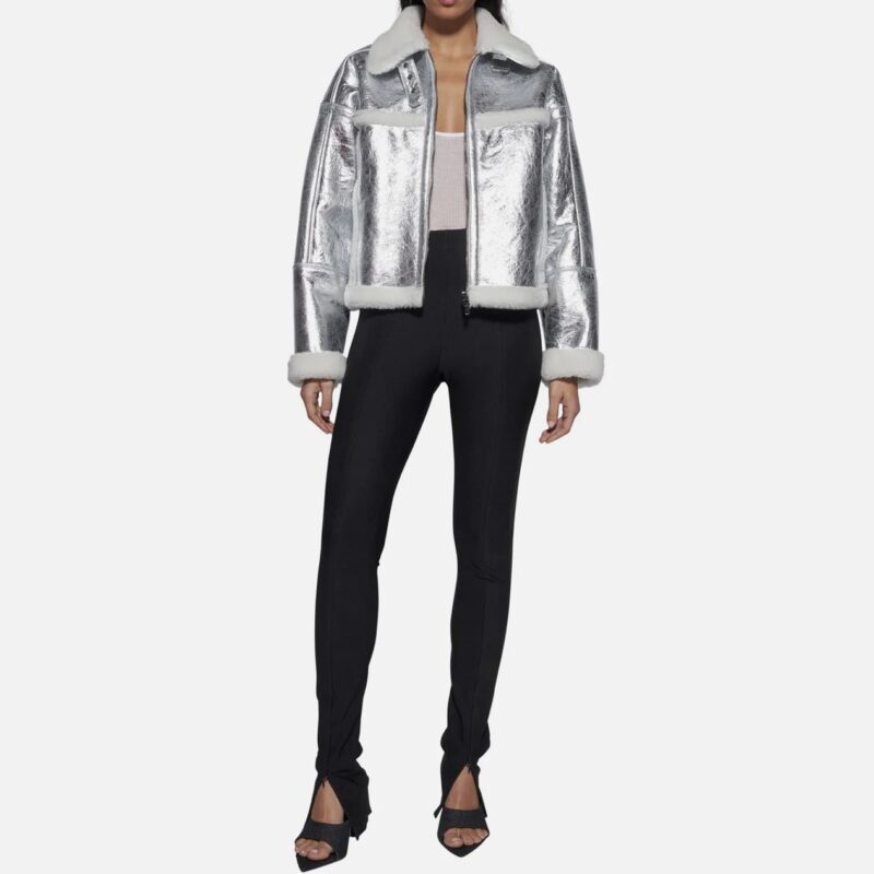 JACKET IN SHEARLING - SILVER - Image 2