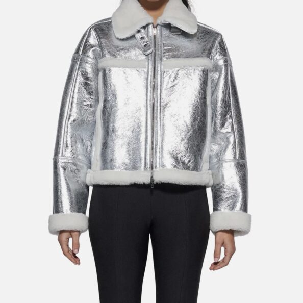 JACKET IN SHEARLING - SILVER