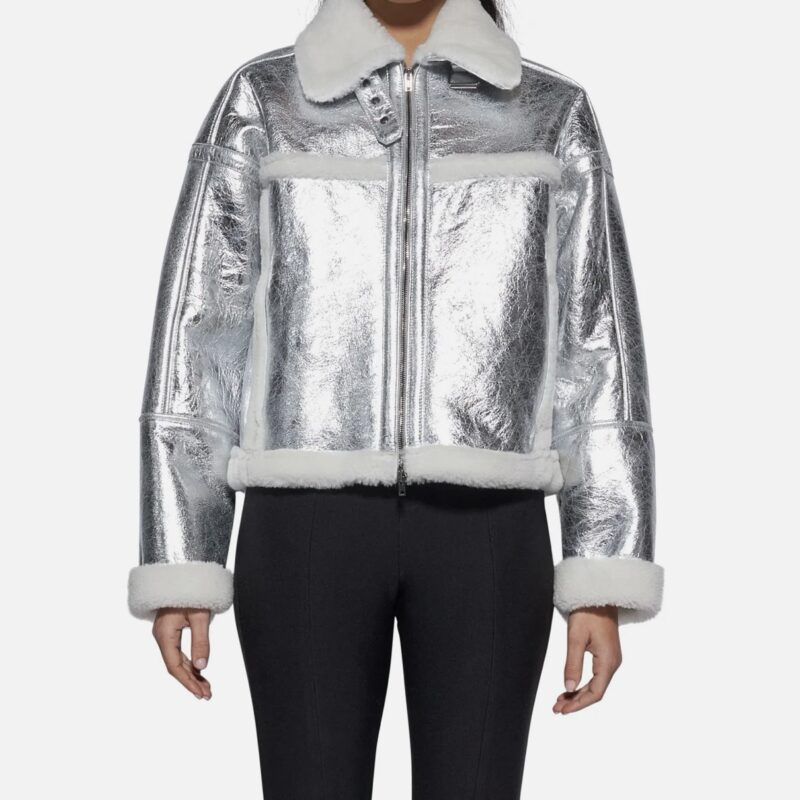 JACKET IN SHEARLING - SILVER