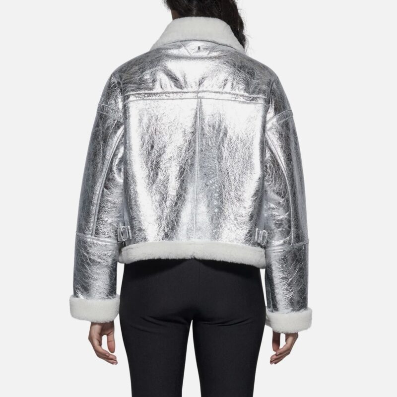 JACKET IN SHEARLING - SILVER - Image 3