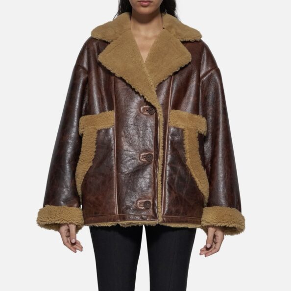 JACKET IN SHEARLING - WINE