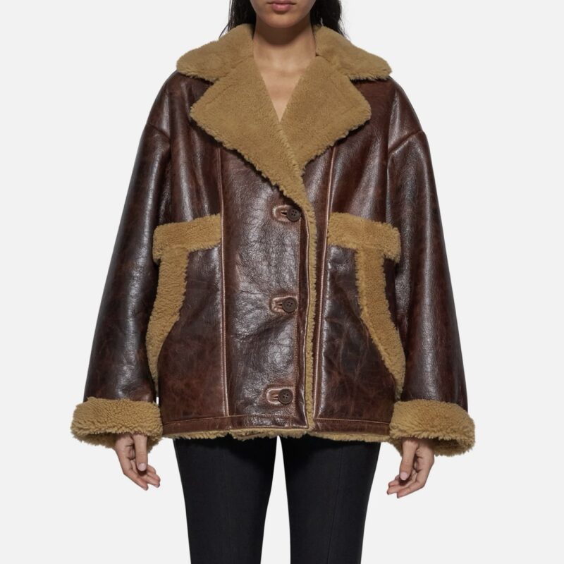 JACKET IN SHEARLING - WINE