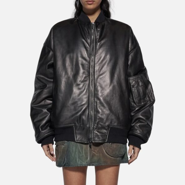 BOMBER IN SKIN - BLACK
