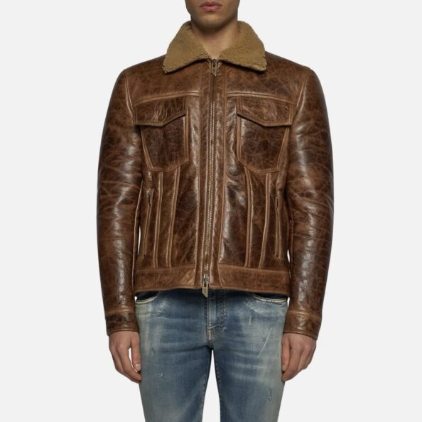 JACKET IN SHEARLING - COGNAC