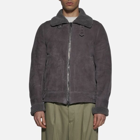 JACKET IN SHEARLING - ASFALTO