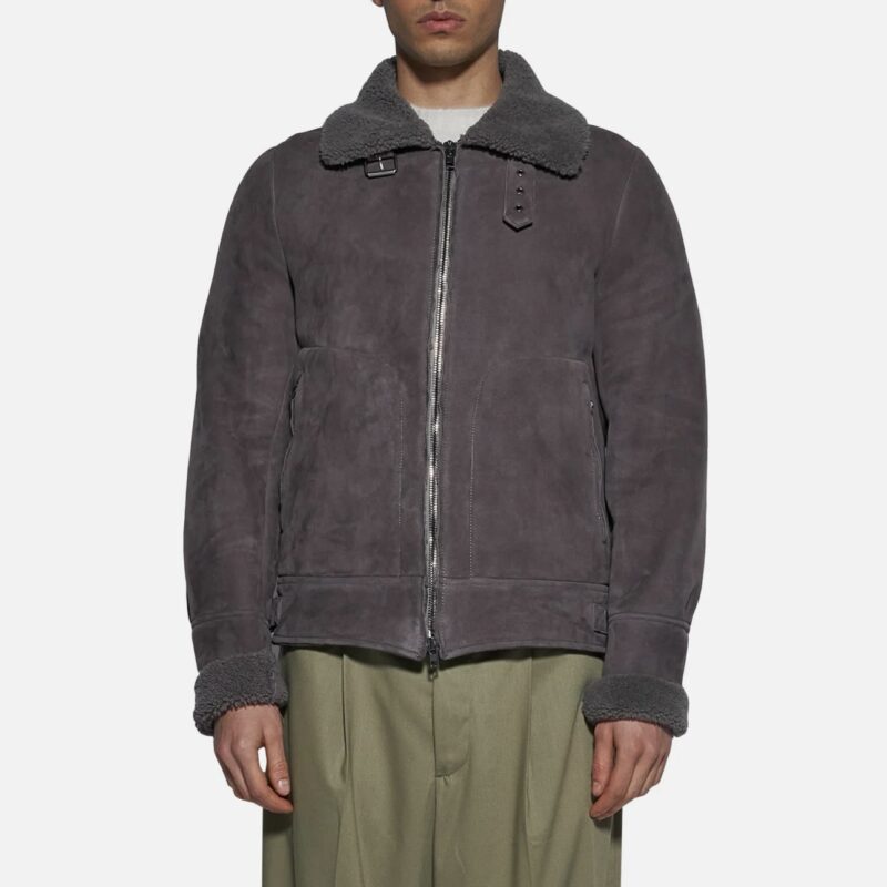 JACKET IN SHEARLING - ASFALTO