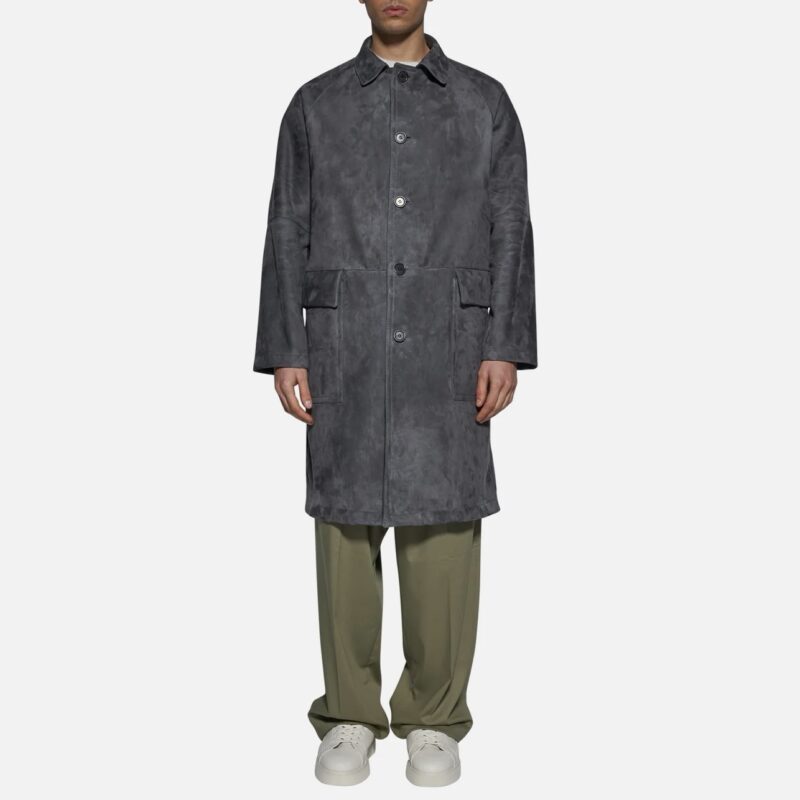 COAT IN SUEDE - SMOKE