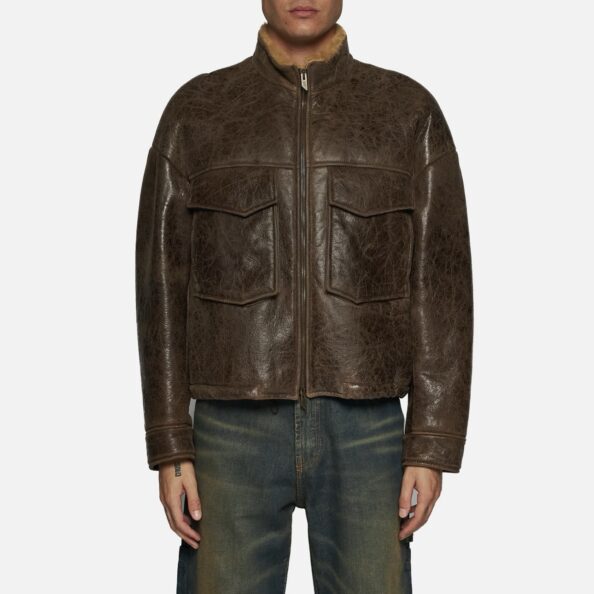 JACKET IN SHEARLING - BROWN