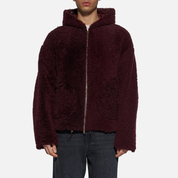 JACKET IN SHEARLING - BORDEAUX