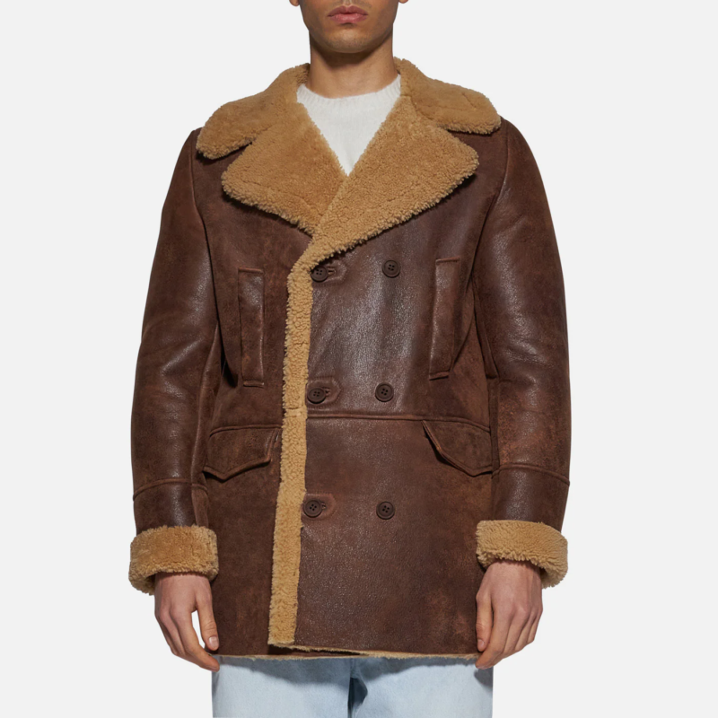 JACKET IN SHEARLING - RUST