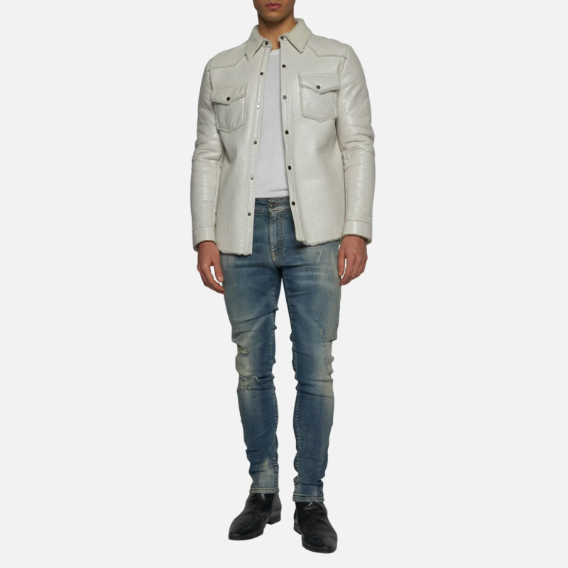 SHIRT IN SHEARLING - IVORY - Image 2