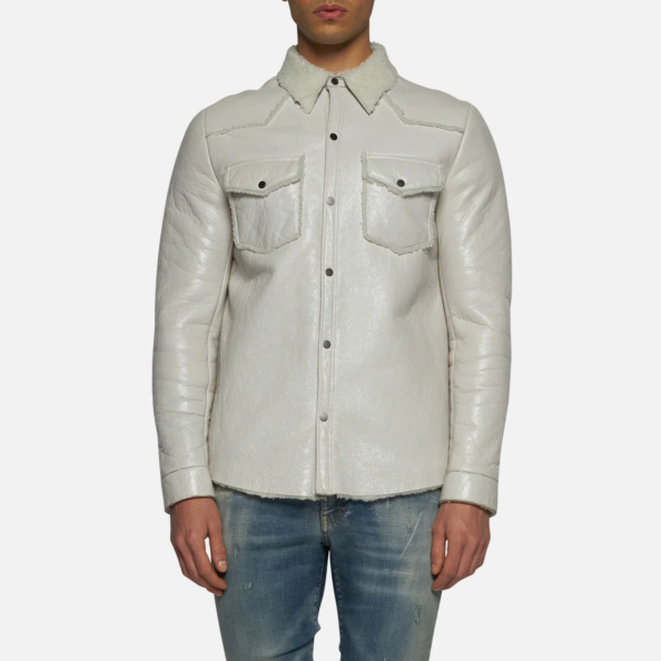 SHIRT IN SHEARLING - IVORY
