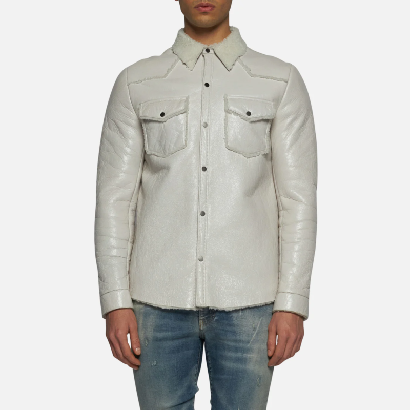SHIRT IN SHEARLING - IVORY