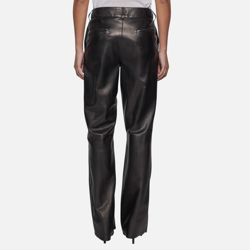 LEATHER TROUSERS - BLACK - Image 3