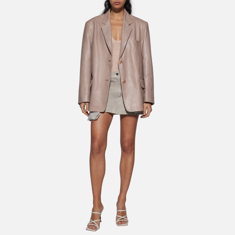 LEATHER BLAZER - NUDE - Image 2