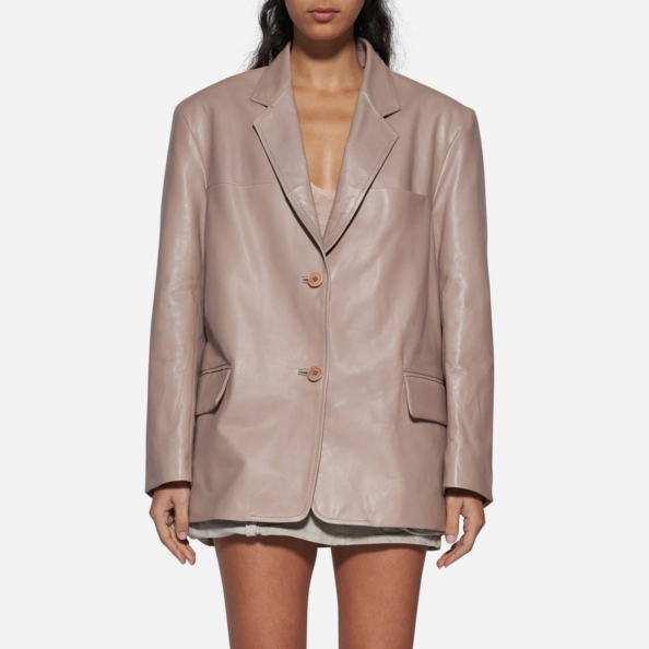 LEATHER BLAZER - NUDE