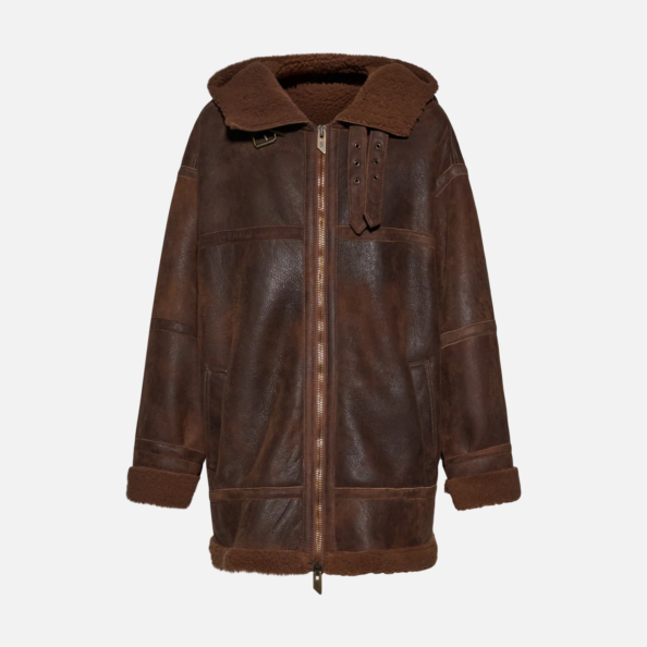 JACKET IN SHEARLING - TOBACCO