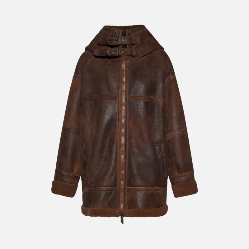 JACKET IN SHEARLING - TOBACCO - Image 5