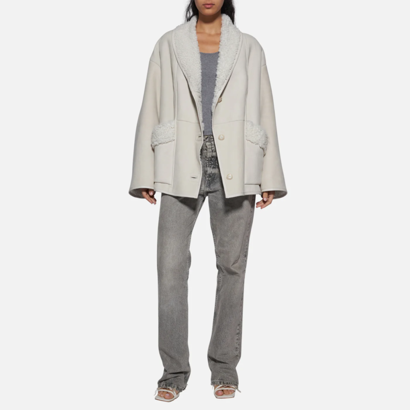 JACKET IN SHEARLING - IVORY - Image 2