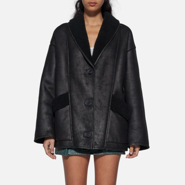 JACKET IN SHEARLING - BLACK