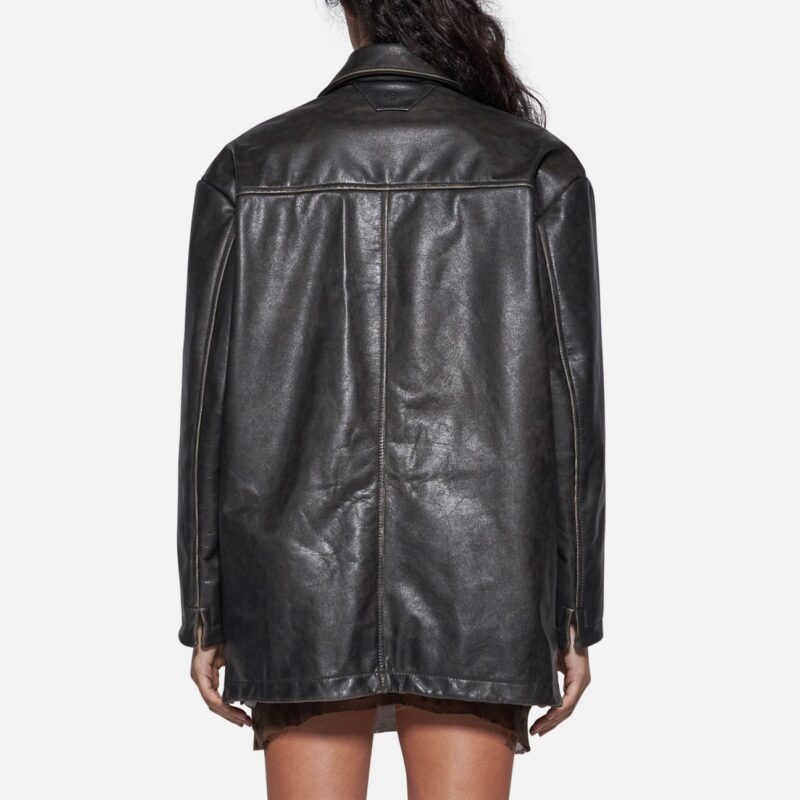 LEATHER JACKET - BLACK - Image 3